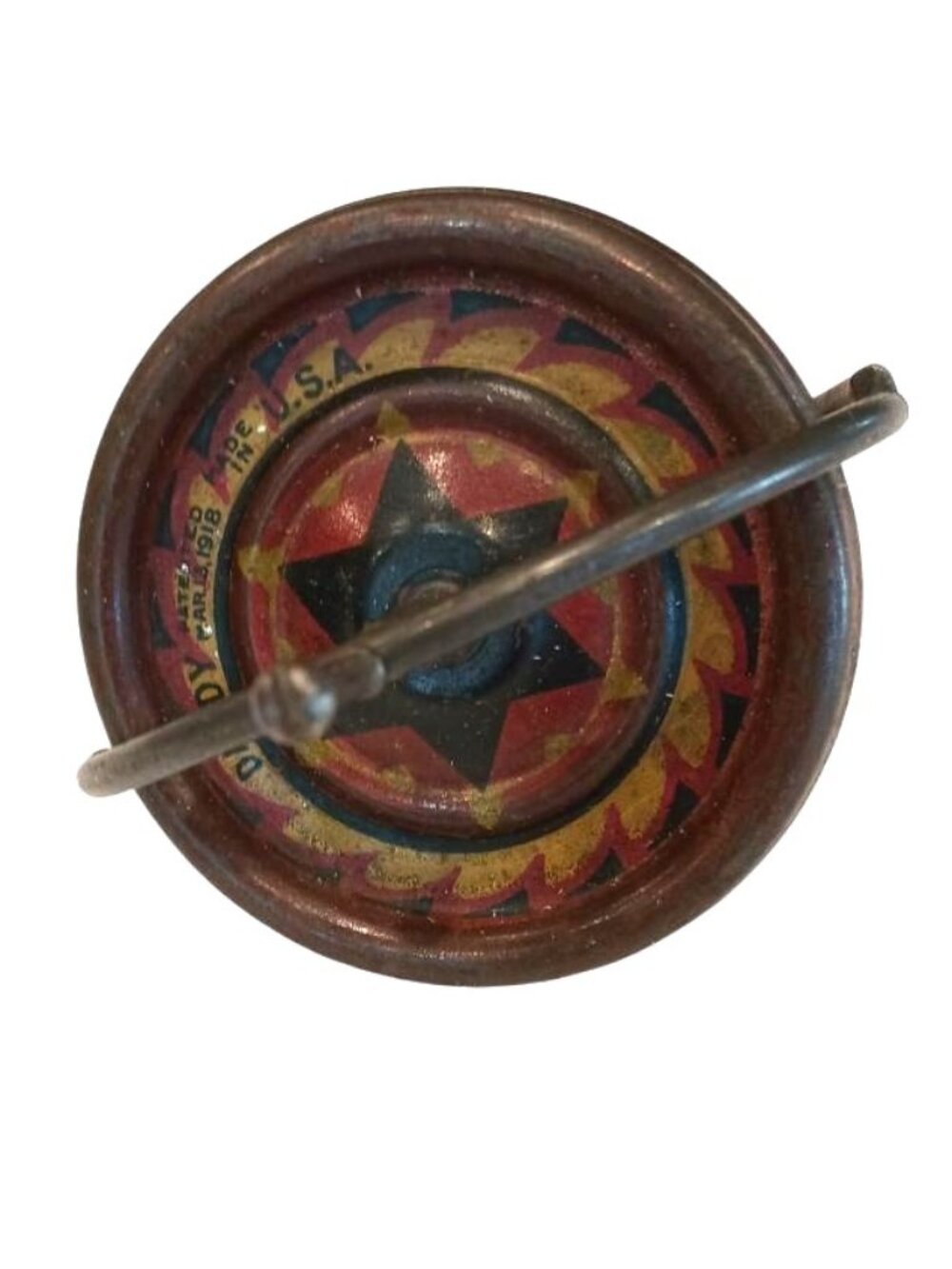 VINTAGE ANTIQUE DANDY GYROSCOPE STEEL TOY STAR DESIGN PATENTED 1918 USA